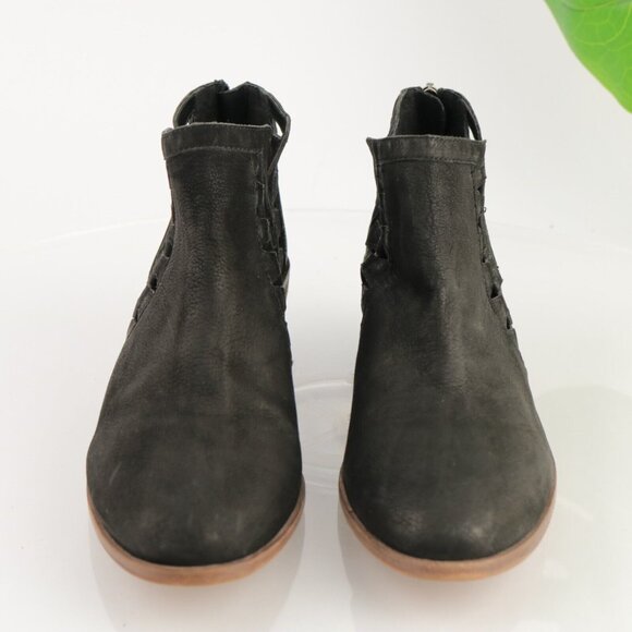 Vince Camuto Womens Peera Boot Size 9 Black Nubuck Cutouts Bootie Low Block Heel - Picture 2 of 12